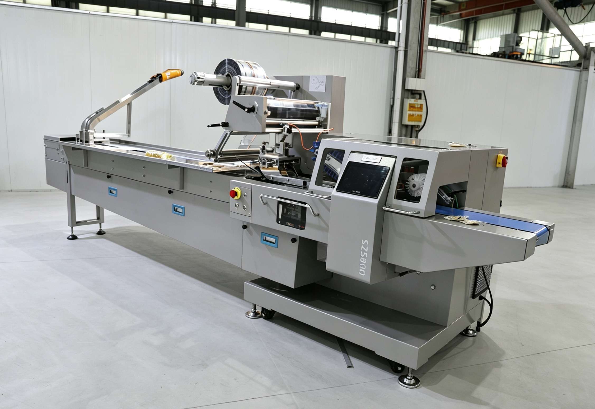 Máquina envolvedora de flujo horizontal para productos de panadería, médicos y de ferretería