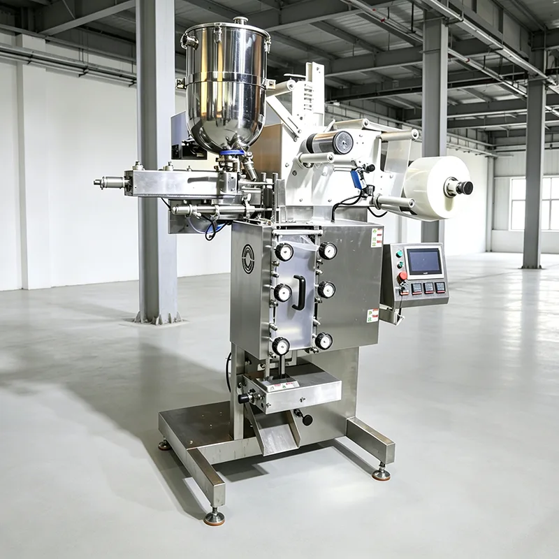 Máquina envasadora de líquidos con sello vertical de tres lados